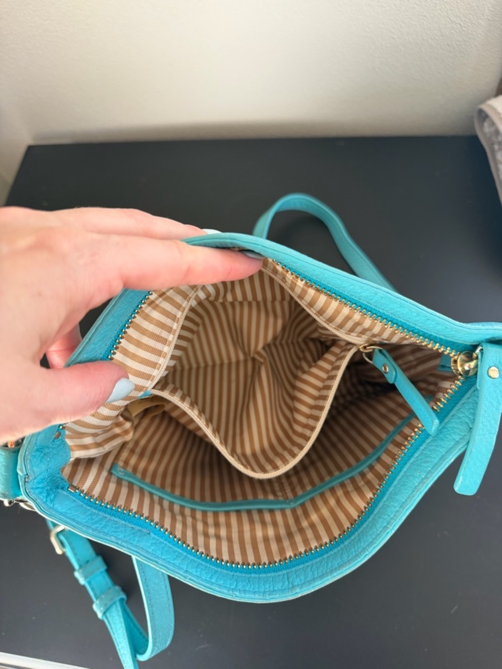 Kate Spade Connie Hill Ellen Grace Teal Blue Leather Crossbody Shoulder Bag - Picture 14 of 14